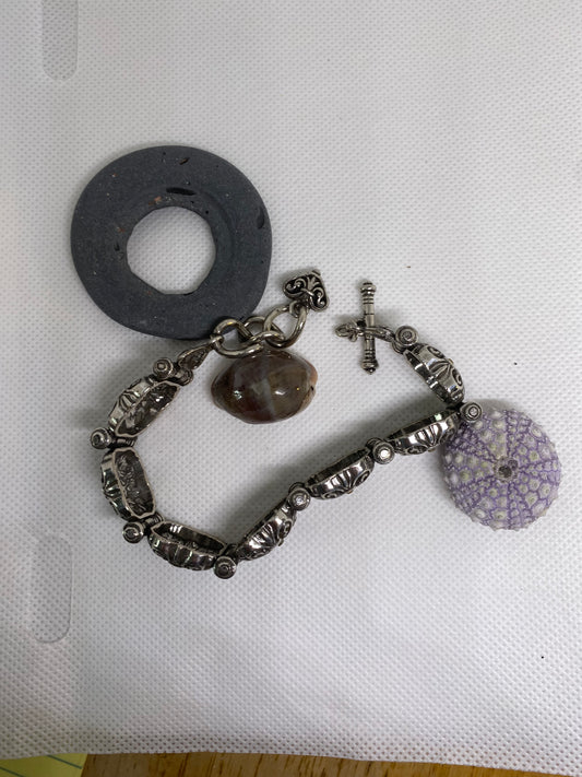 Brighton sliver hollow square medallion link bracelet